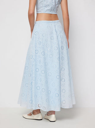 Jacquard Jacquard Floral Broderie Anglaise Textured A-line Mid Rise Maxi Skirt For Daily Casual Date