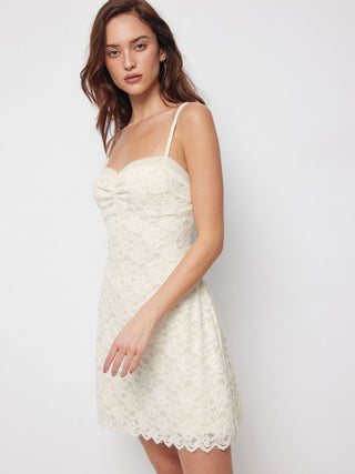 Lace Sweetheart Ruched A-line Mini Dress