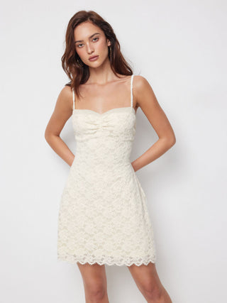 Lace Sweetheart Ruched A-line Mini Dress
