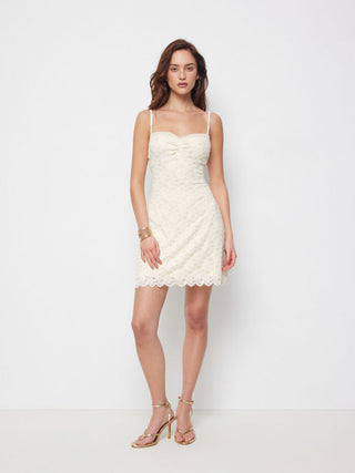 Lace Sweetheart Ruched A-line Mini Dress