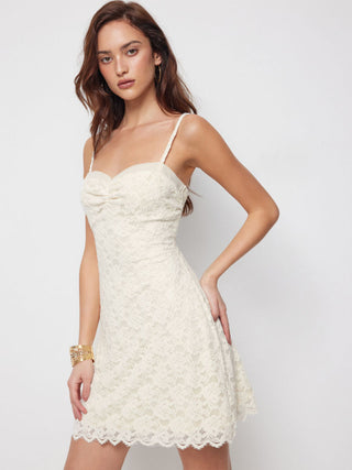 Lace Sweetheart Ruched A-line Mini Dress
