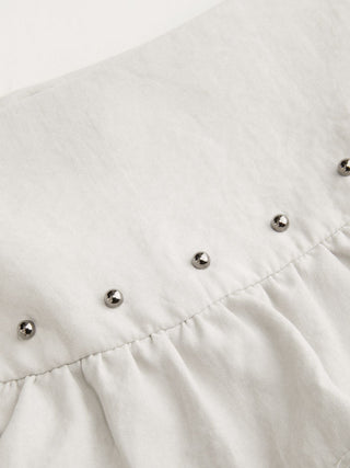 Low Rise Ruffled Metal Detail Layered Mini Skort