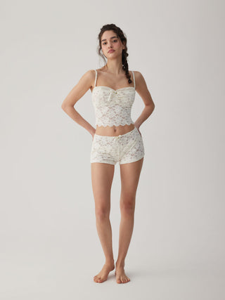 Lace Sweetheart Crop Top & Low Rise Shorts Loungewear Set