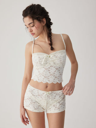 Lace Sweetheart Crop Top & Low Rise Shorts Loungewear Set