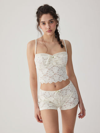 Lace Sweetheart Crop Top & Low Rise Shorts Loungewear Set