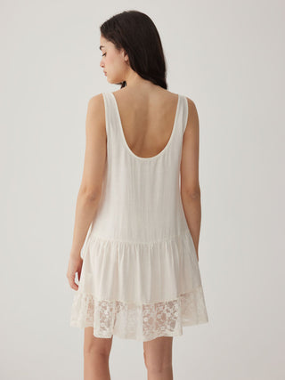 Oversized Square Neckline Lace Trim Mini Nightdress