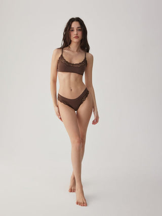 Jersey Jersey U-neckline Lace Trim Lingerie Set For Bedroom