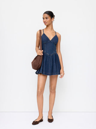 Denim V-Neck Cami Mini Dress