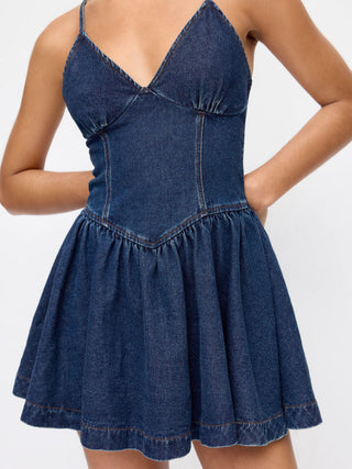 Denim V-Neck Cami Mini Dress