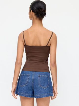 Denim Mid Rise Wide Leg Shorts