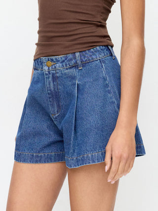 Denim Mid Rise Wide Leg Shorts