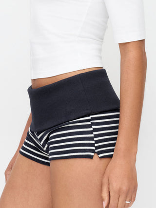 Knit Fabric High Stretch Striped Low Rise Micro Shorts For Daily Casual Outdoor