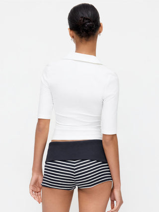 Knit Fabric High Stretch Striped Low Rise Micro Shorts For Daily Casual Outdoor