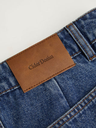 Washed Denim Split Low Rise A-line Mini Skort