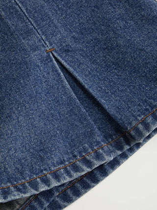 Washed Denim Split Low Rise A-line Mini Skort