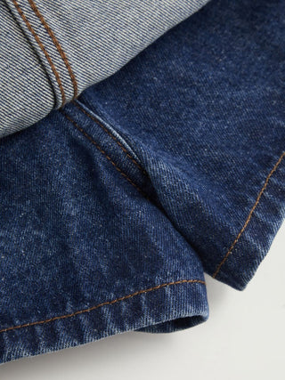 Washed Denim Split Low Rise A-line Mini Skort
