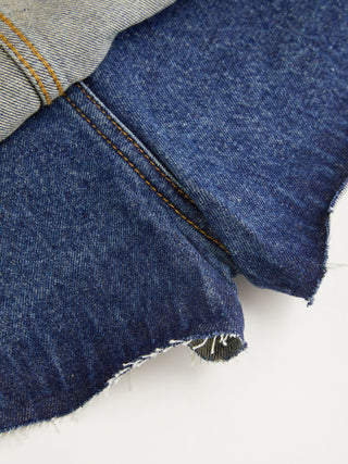 Washed Denim Low Rise A-line Mini Skirt With Metal Detail