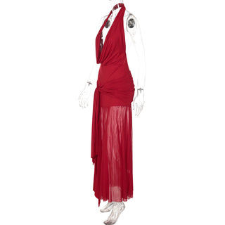 Cowl neck halter slit mesh irregular maxi dress  | Festival Outfits Women