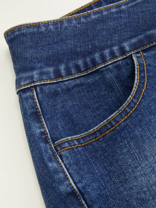Washed Denim Low Rise Metal Buckle Belted Micro Shorts