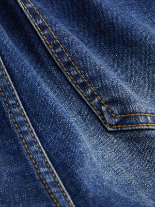 Washed Denim Low Rise Metal Buckle Belted Micro Shorts