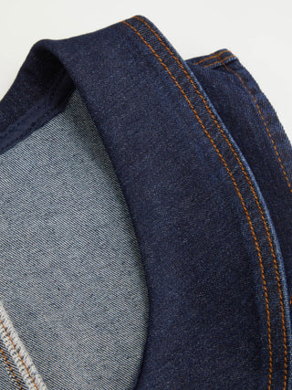 Stretch Washed Denim Collar Shirt Mini Dress