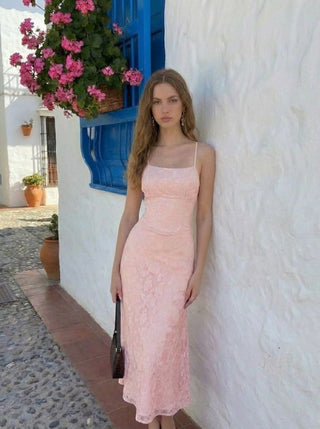 Jacquard Floral Tie Back A-line Maxi Dress