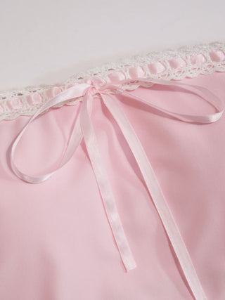 Square Neck Lace Trim Bowknot One Piece Swimsuit