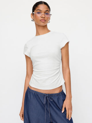 Cotton-blend Ruched Short Sleeve Tee