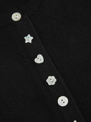 Knit Round Neck Button Front Top