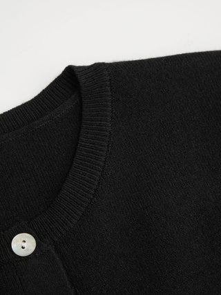 Knit Round Neck Button Front Top