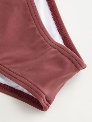 Halter Neckline Ruched Metal Detail Bikini Set
