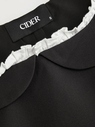 Cotton-blend Peter Pan Collar Bowknot Ruffled A-line Mini Dress