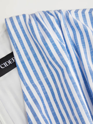 Cotton-blend V-neck Stripes Drawstring Wide Leg Jumpsuit
