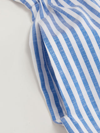 Cotton-blend V-neck Stripes Drawstring Wide Leg Jumpsuit