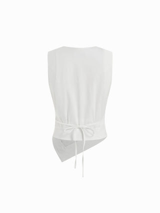 Cotton Cotton-Blend U-neckline Beaded Drawstring Tank Top