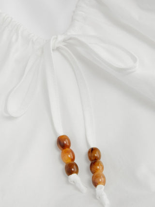Cotton Cotton-Blend U-neckline Beaded Drawstring Tank Top