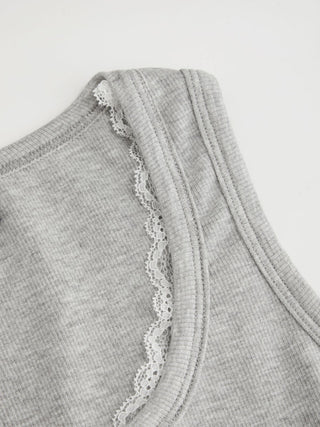 Cotton-blend Scoop Neck Lace Trim Tank Top