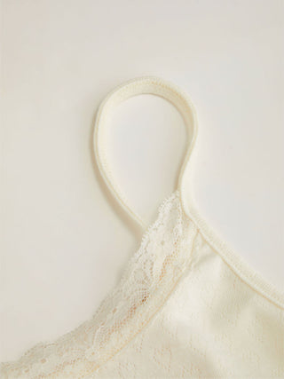 Pointelle Cat Graphic U-neckline Lace Trim Bowknot Cami Top