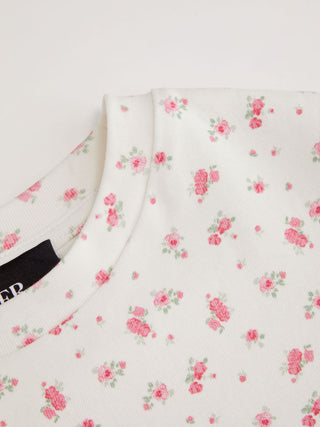 Cotton-blend Floral Round Neck Short Sleeve Tee