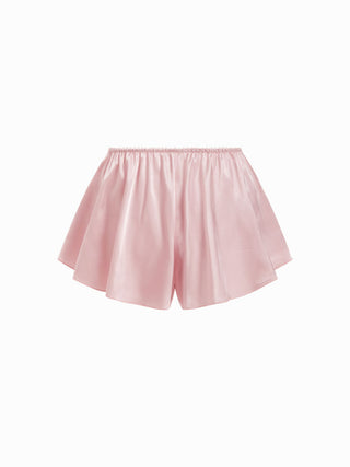 Satin Lace Trim Bowknot Tank Top & Low Rise Shorts Loungewear Set