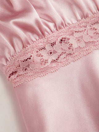 Satin Lace Trim Bowknot Tank Top & Low Rise Shorts Loungewear Set