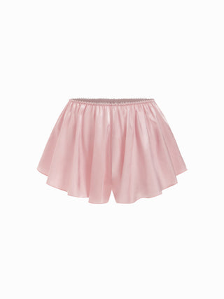 Satin Lace Trim Bowknot Tank Top & Low Rise Shorts Loungewear Set