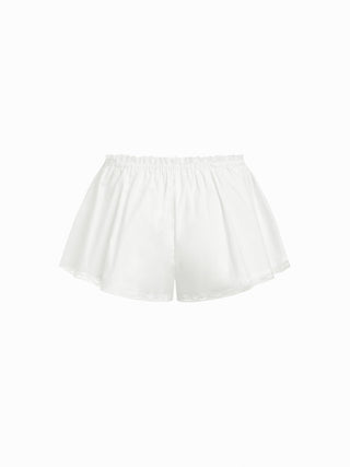 Woven Cotton Puff Sleeve Crop Top & Low Rise Shorts Loungewear Set For Home Bedroom