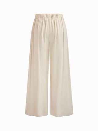 Linen-blend Asymmetrical Cami Top & Mid Rise Wide Leg Oversized Trousers Set