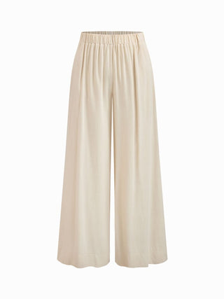 Linen-blend Asymmetrical Cami Top & Mid Rise Wide Leg Oversized Trousers Set