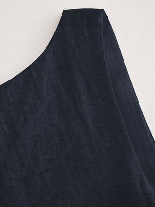 Linen-blend Boat Neck Solid Knotted Backless Mini Dress