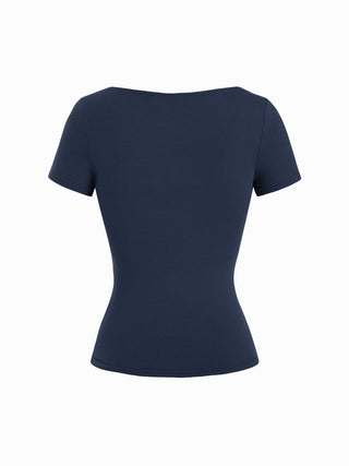 Cotton-blend Scoop Neckline Short Sleeve Tee