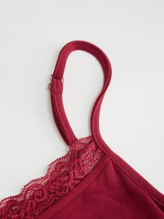 Lace Panel Ruched Henley Cami Top