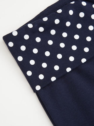 High Stretch Cotton-blend Low Rise Polka Dot Flared Trousers