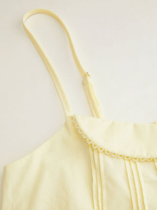 Cotton Pintuck Peter Pan Collar Bowknot Oversized Cami Blouse